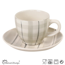 Gres de 3 Oz con taza y platillo de té para pintar a mano